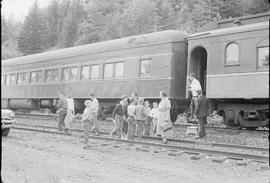 Northern Pacific passenger train number 6 at Stampede, Washington, in 1956.