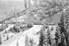 Western Pacific Railroad diesel locomotive 1776 in the Feather River Canyon, California on August...