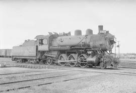 Northern Pacific steam locomotive 2424 at North Bemidji, Minnesota, circa 1954.