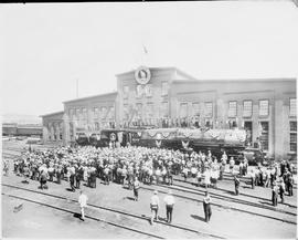 Great Northern Railway steam locomotive number 2049 at Spokane, Washington, undated.