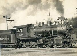 Great Northern Railway steam locomotive 1014 in Washington State, undated.