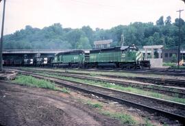 Burlington Northern Diesel Locomotives Number 8028 and Number 6321 with Coal Hoppers at Saint Pau...