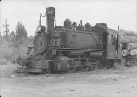 Port Angeles Western Steam Locomotive Number 2 at Sappho, Washington, circa 1947.