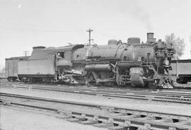 Northern Pacific steam locomotive 1856 at Helena, Montana, in 1951.