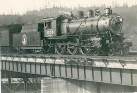 Great Northern Railway steam locomotive 1008 at Ballard, Washington in 1925.