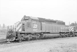 Burlington Northern diesel locomotive 6330 at Tacoma, Washington in 1973.