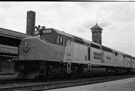 Amtrak diesel locomotive 556 at Portland, Oregon in June 1974.