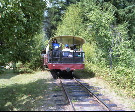 BC Forest Discovery Centre passenger train at Duncan, British Columbia in August 1990.