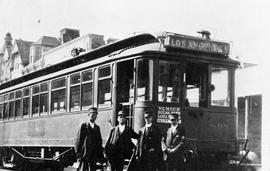 Pacific Electric Railway Company streetcar 898 at Los Angeles, California, circa 1920.