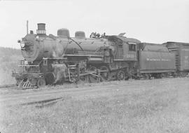 Northern Pacific steam locomotive 1910 at Elma, Washington, in 1950.