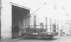 Seattle Municipal Railway Number 452 at the Yesler carbarn, Seattle, Washington, 1939.