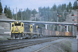 Northern Pacific Diesel Locomotive 2512, 2510, 3617 at Marshall, Idaho, 1968