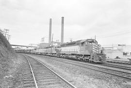 Burlington Northern diesel locomotive 6471 at Tacoma, Washington in 1971.