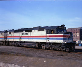 Amtrak diesel locomotive 537 at Tacoma, Washington in 1979.