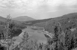 Canadian Pacific Railwayfreight train in the distance at Nelson, British Columbia in August 1974.