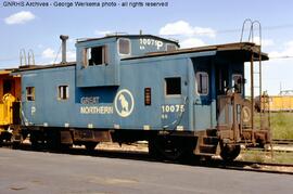 Burlington Northern Caboose X155 at Denver, Colorado, 1973