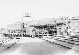 Northern Pacific steam locomotive 2677 at Staples, Minnesota, in 1952.