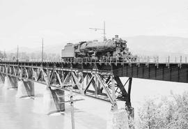 Northern Pacific steam locomotive at Saint Regis, Montana, in 1952.