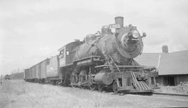 Northern Pacific steam locomotive 1385 at Moclips, Washington, circa 1950.