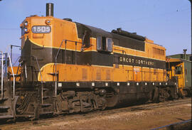 Burlington Northern Diesel Locomotive 1505 at Whitefish, Montana, 1970