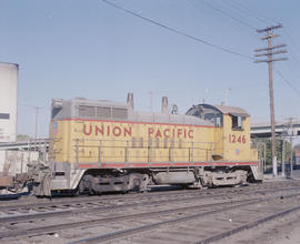 Union Pacific Railroad diesel locomotive number 1246 at Nampa, idaho in 1973.