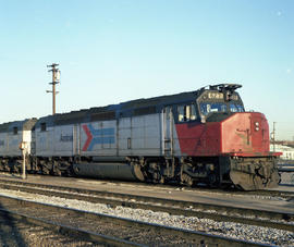 Amtrak diesel locomotive 627 at Oakland, California in October 1979.