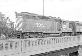 Burlington Northern diesel locomotive 2017 at Minneapolis Jct., Minnesota in 1973.