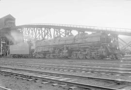 Northern Pacific steam locomotive 5011 at Livingston, Montana, in 1954.