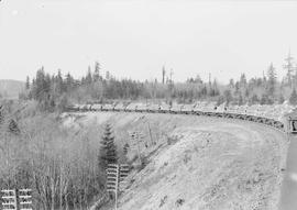 Northern Pacific freight train near Kanaskat, Washington, circa 1947.