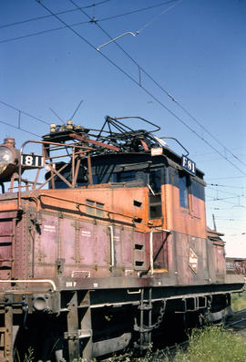 Milwaukee Road electric locomotive E81 at Butte, Montana in 1964.