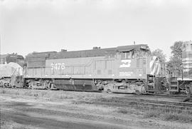 Burlington Northern diesel locomotive 5476 at Galesburg, Illinois in 1972.