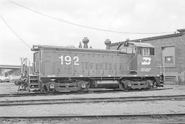 Burlington Northern diesel locomotive 192 at Auburn, Washington in 1974.