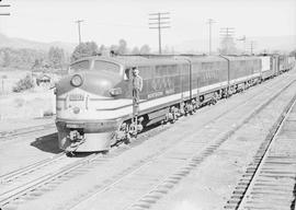 Northern Pacific diesel locomotive number 6007 at Easton, Washington, in 1945.