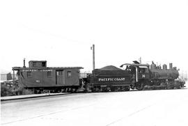 Pacific Coast Railroad wood caboose number 53 at Renton, Washington, circa 1946.