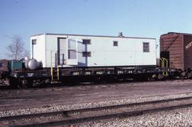 Northern Pacific housing flat car 201304 at Denver, Colorado, in 1982.