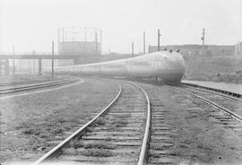 Union Pacific Railroad diesel locomotive number M10002 at Tacoma, Washington in 1942.