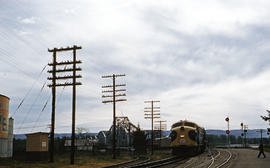 Spokane, Portland and Seattle Railway diesel locomotive 803 at Vancouver, Washington in 1962.