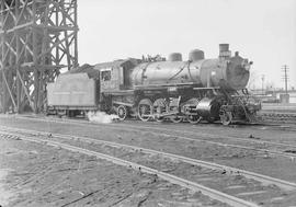 Northern Pacific steam locomotive 1646 at Staples, Minnesota, in 1950.