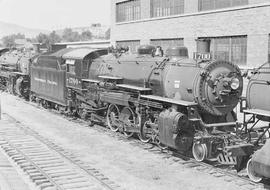 Northern Pacific steam locomotive 1700 at Livingston, Montana, in 1949.