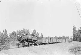 Northern Pacific steam locomotive 1355 at Coeur d'Alene, Idaho, in 1955.