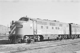 Burlington Northern diesel locomotive 826 at Livingston, Montana in 1972.