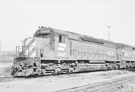 Burlington Northern diesel locomotive 6456 at Auburn, Washington in 1975.