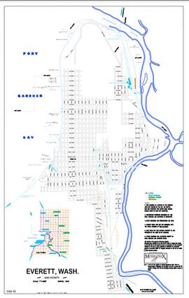 Enhanced Great Northern Map of Everett, Washington, 1936