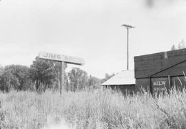 Chicago, Milwaukee, St. Paul & Pacific Railroad Company sign at Jim's Spur, idaho in 1968.