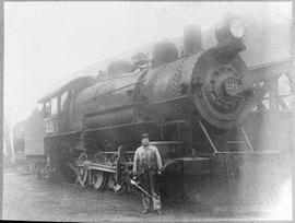 Northern Pacific steam locomotive 1215 at Lester, Washington, circa 1910.