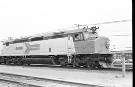 Amtrak diesel locomotive 551 at Centralia, Washington on May 14, 1975.