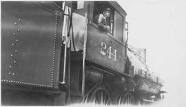 Northern Pacific steam locomotive 244 at Lewiston, Idaho, in 1947.