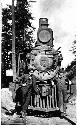 Columbia and Puget Sound Railroad steam locomotive number 7 in Washington, circa 1900.