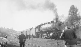 Northern Pacific Railway steam locomotive 1603 at Shelton, Washington, circa 1938.