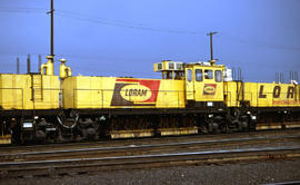 Loram Maintenance of Way rail grinder RG1016771 at Portland, Oregon in 1978.